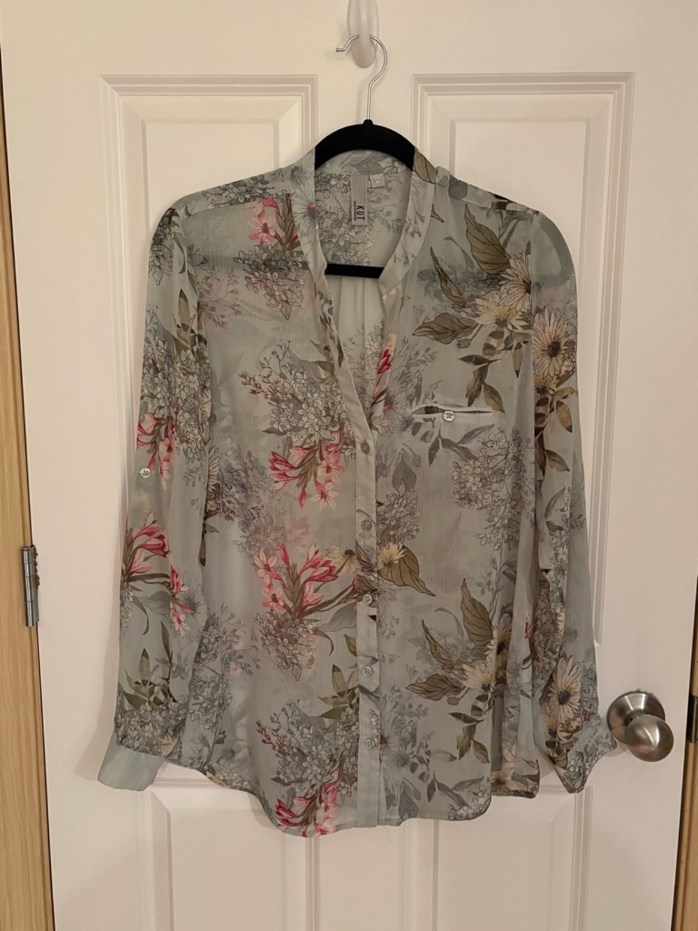 Kut from the Kloth Sage Floral Button-Down Shirt